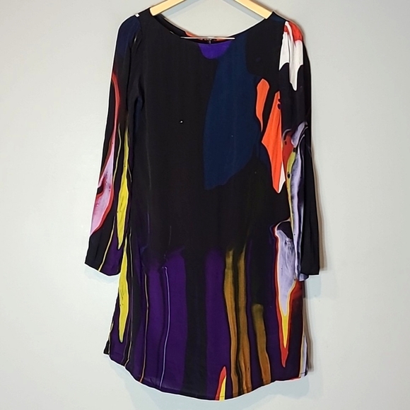 tyler mcgillivary Silky Tunic Top Maximalist Colorful Tunic Art To Wear - Picture 1 of 9
